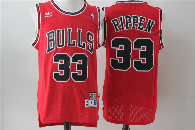 Men Chicago Bulls 33 Pippen Red Throwback NBA Jerseys